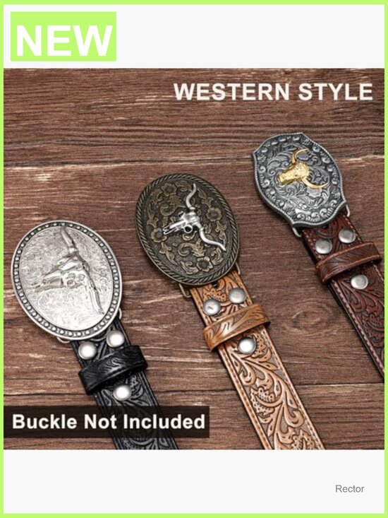 3 Pack Western Leather Belts Without Buckle - Embossed Cowboy Belt Straps 1.5 Amazon.com: TRIWORKS Western Belt Strap for Men without  main image 2